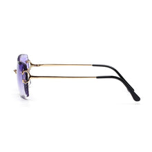 Load image into Gallery viewer, Ruiao Luxury high quality rimless diamond cut nylon lens UV400 Sunglasses fashion square metal legs glasses for men women