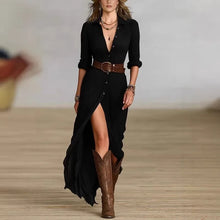 Load image into Gallery viewer, Women's Fall 2026 Sexy Solid Color Irregular Pleated Belted Dress