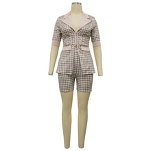 Load image into Gallery viewer, Women Two Piece Sets Outfits Elegant Tweed Slim Shorts Short Coat Tops Lady Clothes Formal Business Office Work Suits