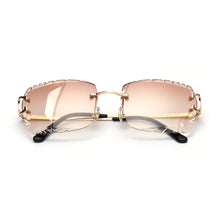 Load image into Gallery viewer, Ruiao Luxury high quality rimless diamond cut nylon lens UV400 Sunglasses fashion square metal legs glasses for men women