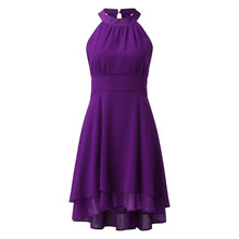 Load image into Gallery viewer, Summer Elegant Women Dresses High Waist Sexy Cropped Layered Solid Halter Dress Ladies Casual Sleeveless Chiffon Party Dress