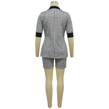 Load image into Gallery viewer, Women Two Piece Sets Outfits Elegant Tweed Slim Shorts Short Coat Tops Lady Clothes Formal Business Office Work Suits