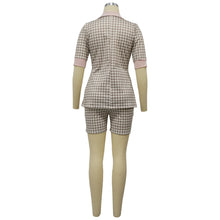 Load image into Gallery viewer, Women Two Piece Sets Outfits Elegant Tweed Slim Shorts Short Coat Tops Lady Clothes Formal Business Office Work Suits