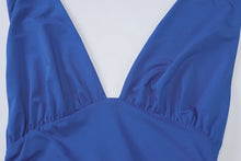 Load image into Gallery viewer, Cryptographic Sexy Draped Halter V Neck Maxi Dress for Women Summer Outfits for Women Club Party Backless Ruche Dresses Robes