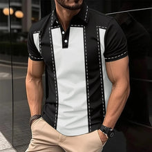 Load image into Gallery viewer, Business Men's Polo Shirt Casual Summer Short Sleeves Tops Plaid Pattern Print Button T Shirt Loose Clothes Fashion Golf Shirts