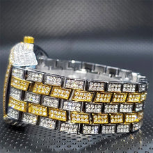 Load image into Gallery viewer, Stainless Steel Men's Watches Luxury Diamond Silver Iced Out Quartz Watch Top Brand 30M Waterproof Big Dial Tonneau Reloj Hombre