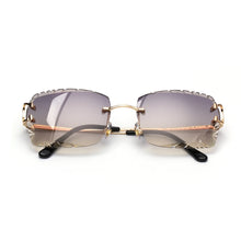 Load image into Gallery viewer, Ruiao Luxury high quality rimless diamond cut nylon lens UV400 Sunglasses fashion square metal legs glasses for men women