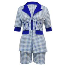 Load image into Gallery viewer, Women Two Piece Sets Outfits Elegant Tweed Slim Shorts Short Coat Tops Lady Clothes Formal Business Office Work Suits