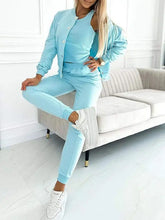 Load image into Gallery viewer, Autumn Winter New Women's Sets Simple Versatile Sleeveless Vest Short Vintage Cardigan Jacket Sports Pants Sexy 3 Piece Sets