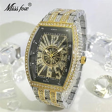 Load image into Gallery viewer, Luxury Gold Watches Men Brand MISSFOX Fashion Hip Hop lce Diamond Sun Pattern Literal Quartz Wristwatch Male Dropshipping Hot