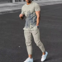 Load image into Gallery viewer, 2024 Summer New Fashionable Men's Football Sportswear 3D Printed Short Sleeve T-shirt Long Pants Street Wear 2-piece Set
