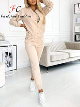 Load image into Gallery viewer, Autumn Winter New Women's Sets Simple Versatile Sleeveless Vest Short Vintage Cardigan Jacket Sports Pants Sexy 3 Piece Sets