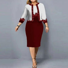 Load image into Gallery viewer, Women Elegant Floral Printed Party Dress Sets Cardigan Tops And Wrapped Hip Dresses Suit Ladies Chic Flare Sleeve Evening Dress
