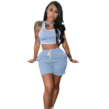 Load image into Gallery viewer, Casual Workout Sets 2 Piece Outfits for Women 2025 Sport Crop Tank Top High Waist Yoga Shorts Leggings Lounge Wear Tracksuit