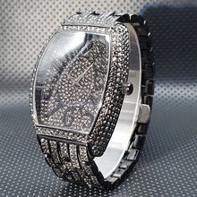 Load image into Gallery viewer, Stainless Steel Men's Watches Luxury Diamond Silver Iced Out Quartz Watch Top Brand 30M Waterproof Big Dial Tonneau Reloj Hombre
