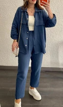 Load image into Gallery viewer, summer outfits for women 2025 New Loose Button Long Sleeve Shirt and Cropped Pants Casual Sports Summer women's suit Pants Set