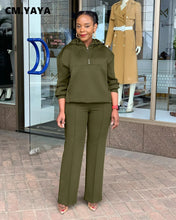 Load image into Gallery viewer, CM.YAYA Long Sleeve Women Set Loose Long Sleeve Hoodies Pant Suits 2024 Spring 2 Two Piece Sets Sporty Tracksuits Street Outfits