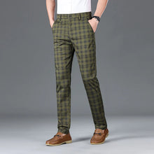 Load image into Gallery viewer, Luxury Brand Men's Stripe Plaid Casual Pants Men Army Green Four Seasons High Quality Business Trousers Men's Slim Straight Pant