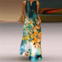 Load image into Gallery viewer, Vintage Maxi Dress Women Summer Loose Sleeveless Long Dresses Elegant Lady V Neck Pocket Boho Beach Sundress Vestidos Plus Size
