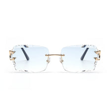 Load image into Gallery viewer, Ruiao Luxury high quality rimless diamond cut nylon lens UV400 Sunglasses fashion square metal legs glasses for men women