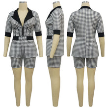 Load image into Gallery viewer, Women Two Piece Sets Outfits Elegant Tweed Slim Shorts Short Coat Tops Lady Clothes Formal Business Office Work Suits