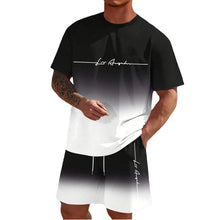 Load image into Gallery viewer, Men'S Summer Suit Short-Sleeved T-Shirt Top Loose Shorts Pure Cotton Letter Print Round Neck Outdoor Breathable Casual Men Wear