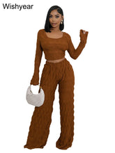 Load image into Gallery viewer, New Elegant Tracksuits Women's Outfits Long Sleeve T-shirt and Wide Leg Pants Suits Spring Fall Fitness 2 Piece Set Sportswear
