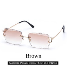 Load image into Gallery viewer, Ruiao Luxury high quality rimless diamond cut nylon lens UV400 Sunglasses fashion square metal legs glasses for men women