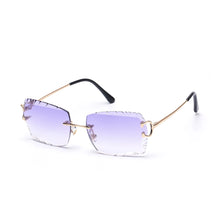 Load image into Gallery viewer, Ruiao Luxury high quality rimless diamond cut nylon lens UV400 Sunglasses fashion square metal legs glasses for men women