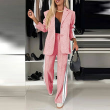 Load image into Gallery viewer, 2 Piece Set Women Outfit Winter Fall Fashion V neck Long Sleeve Coat Elegant Straight Leg Pant Set Women Sports Clothing