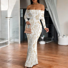 Load image into Gallery viewer, Women's Fall Off Shoulder Bodycon Dress Formal Long Sleeve Elegant Cocktail Party Maxi Dress Wedding Guest Dresses