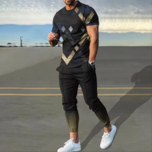 Load image into Gallery viewer, 2024 Summer New Fashionable Men's Football Sportswear 3D Printed Short Sleeve T-shirt Long Pants Street Wear 2-piece Set