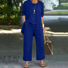 Load image into Gallery viewer, Women Clothes Stylish Women's 3-piece Pantsuit Set with Long Sleeve Cardigan O Neck Vest Wide Leg Trousers Fall Spring Outfit