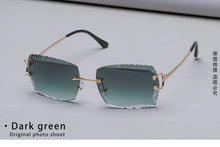 Load image into Gallery viewer, Ruiao Luxury high quality rimless diamond cut nylon lens UV400 Sunglasses fashion square metal legs glasses for men women