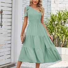 Load image into Gallery viewer, Elegant Dresses For Women Women'S Summer Casual One Shoulder Sleeveless Smocked Elastic Waist Tiered Midi Dress платье