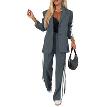 Load image into Gallery viewer, 2 Piece Set Women Outfit Winter Fall Fashion V neck Long Sleeve Coat Elegant Straight Leg Pant Set Women Sports Clothing