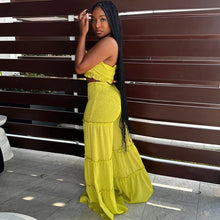 Load image into Gallery viewer, Women Summer Sexy Outfits 2pc Boho Pant Sets Ruffled Two Pieces Pants Set Ladies Strapless Crop Tube Top and Wide Leg Pants Suit