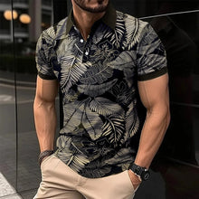 Load image into Gallery viewer, Business Men's Polo Shirt Casual Summer Short Sleeves Tops Plaid Pattern Print Button T Shirt Loose Clothes Fashion Golf Shirts