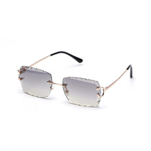 Load image into Gallery viewer, Ruiao Luxury high quality rimless diamond cut nylon lens UV400 Sunglasses fashion square metal legs glasses for men women