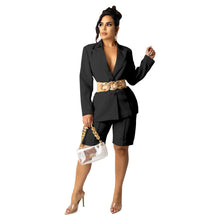 Load image into Gallery viewer, Office Lady Female Short Sets Long Sleeves Single Breasted Blazer Suit Elegant OL High Waist Pants Two Piece Set Women Outfit