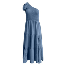 Load image into Gallery viewer, Elegant Dresses For Women Women'S Summer Casual One Shoulder Sleeveless Smocked Elastic Waist Tiered Midi Dress платье