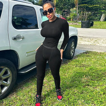 Load image into Gallery viewer, Europe Style Women's Autumn New Solid Color Round Neck Long Sleeve Tight Top Fashion Street Trouser Suit Women