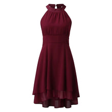 Load image into Gallery viewer, Summer Elegant Women Dresses High Waist Sexy Cropped Layered Solid Halter Dress Ladies Casual Sleeveless Chiffon Party Dress