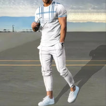 Load image into Gallery viewer, Summer basketball sportswear set short sleeved T-shirt long pants two-piece set men's sportswear 3D printed casual oversized men