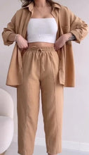 Load image into Gallery viewer, summer outfits for women 2025 New Loose Button Long Sleeve Shirt and Cropped Pants Casual Sports Summer women's suit Pants Set