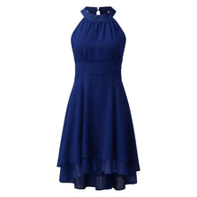 Load image into Gallery viewer, Summer Elegant Women Dresses High Waist Sexy Cropped Layered Solid Halter Dress Ladies Casual Sleeveless Chiffon Party Dress