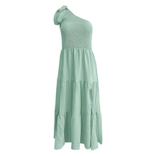 Load image into Gallery viewer, Elegant Dresses For Women Women'S Summer Casual One Shoulder Sleeveless Smocked Elastic Waist Tiered Midi Dress платье