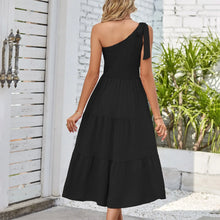 Load image into Gallery viewer, Elegant Dresses For Women Women'S Summer Casual One Shoulder Sleeveless Smocked Elastic Waist Tiered Midi Dress платье
