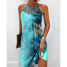 Load image into Gallery viewer, 2024 Women Elegant Dress Loose Casual Short Dress Hollow Out Floral Print Round Neck Ladies Summer Dress 2022