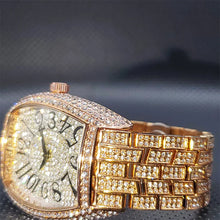 Load image into Gallery viewer, Stainless Steel Men's Watches Luxury Diamond Silver Iced Out Quartz Watch Top Brand 30M Waterproof Big Dial Tonneau Reloj Hombre